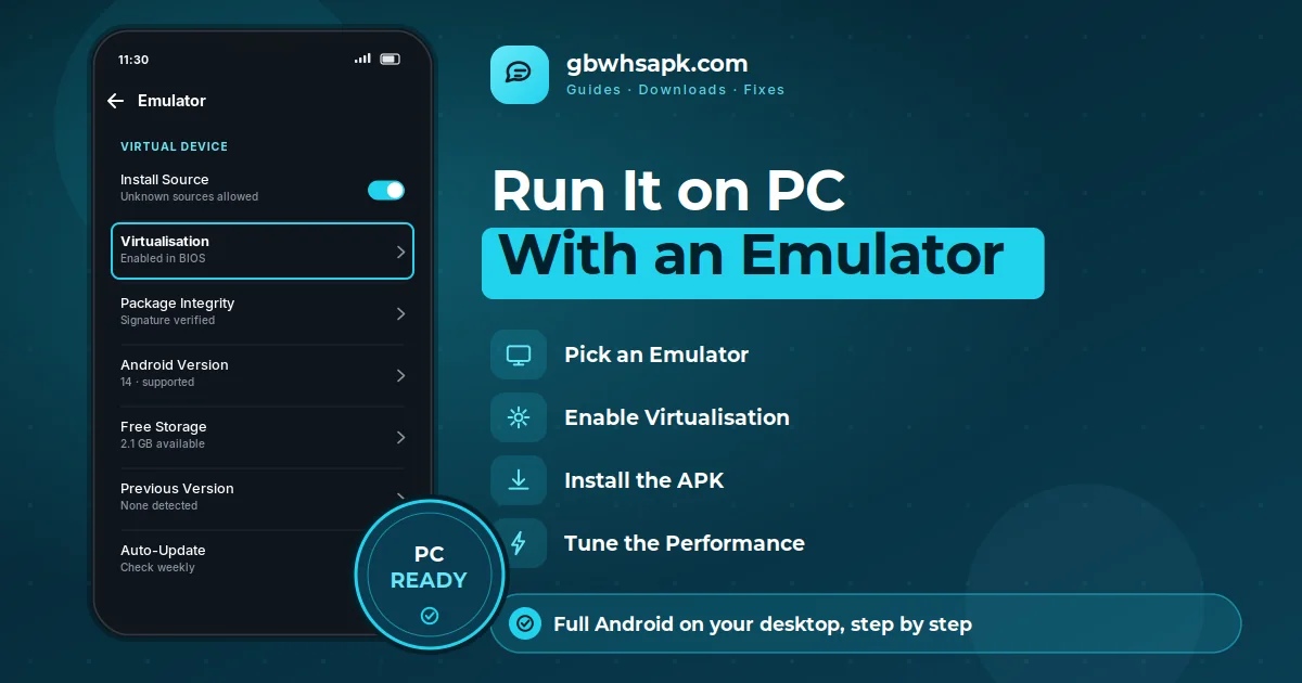 GB WhatsApp for PC Using an Android Emulator supporting visual
