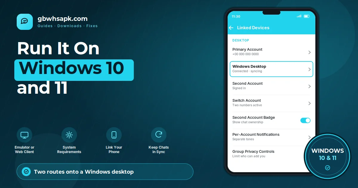 GB WhatsApp for Windows 10 and 11 featured visual