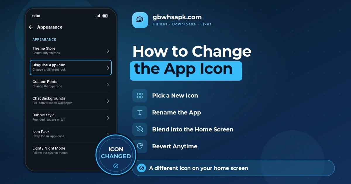 How to Change GB WhatsApp App Icon supporting visual
