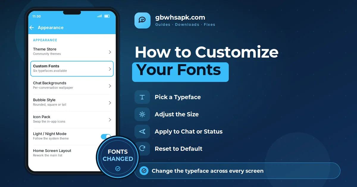 How to Customize GB WhatsApp Fonts supporting visual
