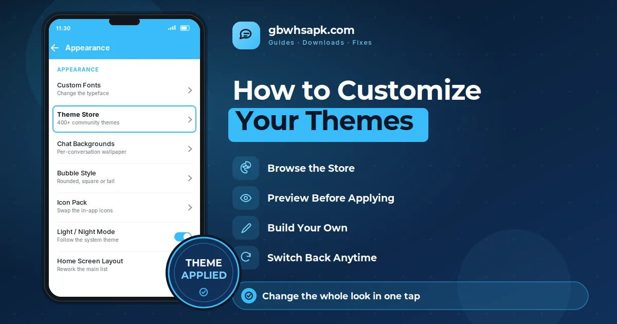 How to Customize GB WhatsApp Themes supporting visual