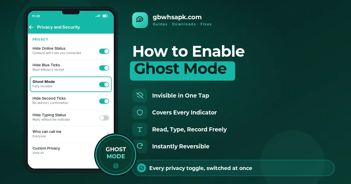 How to Enable Ghost Mode in GB WhatsApp supporting visual