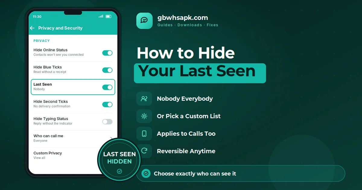 How to Hide Last Seen in GB WhatsApp supporting visual