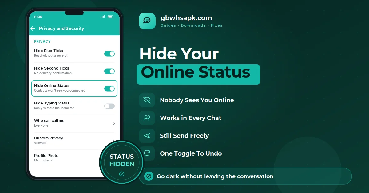 How to Hide Online Status in GB WhatsApp supporting visual