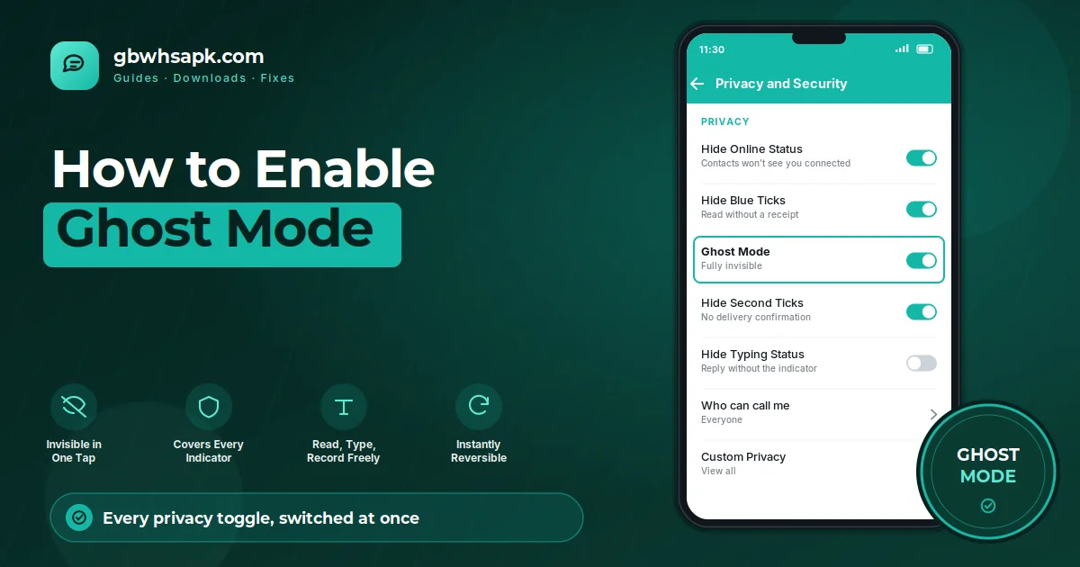 Cara Mengaktifkan Ghost Mode in GB WhatsApp featured visual
