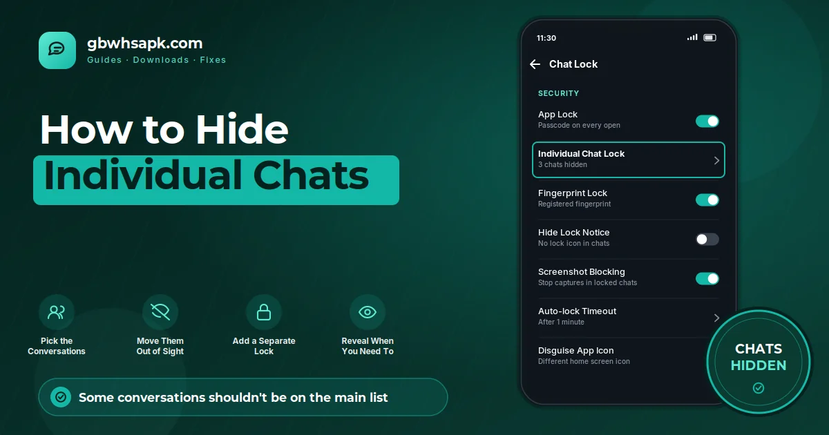Cara Menyembunyikan Chats in GB WhatsApp featured visual