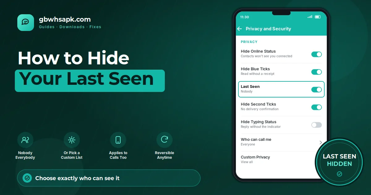 Cara Menyembunyikan Last Seen in GB WhatsApp featured visual