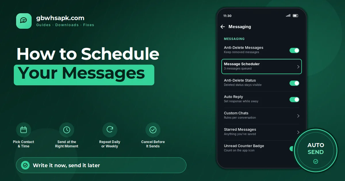 Cara Menjadwalkan Pesan in GB WhatsApp featured visual