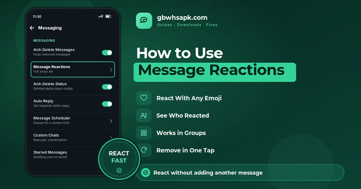 Cara Menggunakan Message Reactions in GB WhatsApp supporting visual