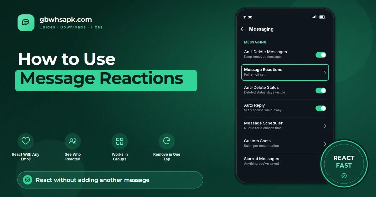Cara Menggunakan Message Reactions in GB WhatsApp featured visual