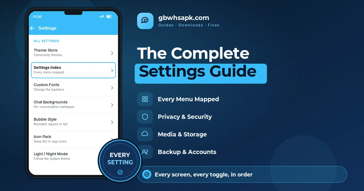 GB WhatsApp Guia completo de configurações supporting visual