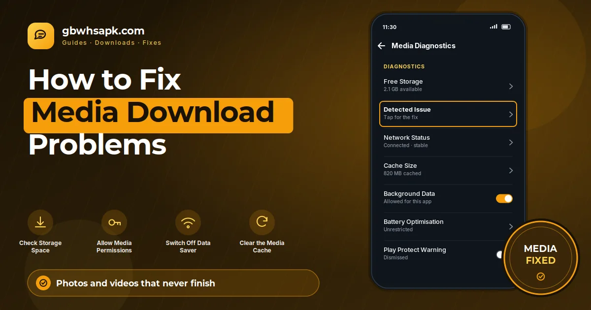 Como corrigir GB WhatsApp Mídia Download Problems featured visual