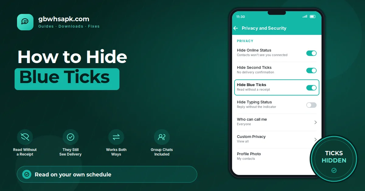Como ocultar Blue Ticks in GB WhatsApp featured visual