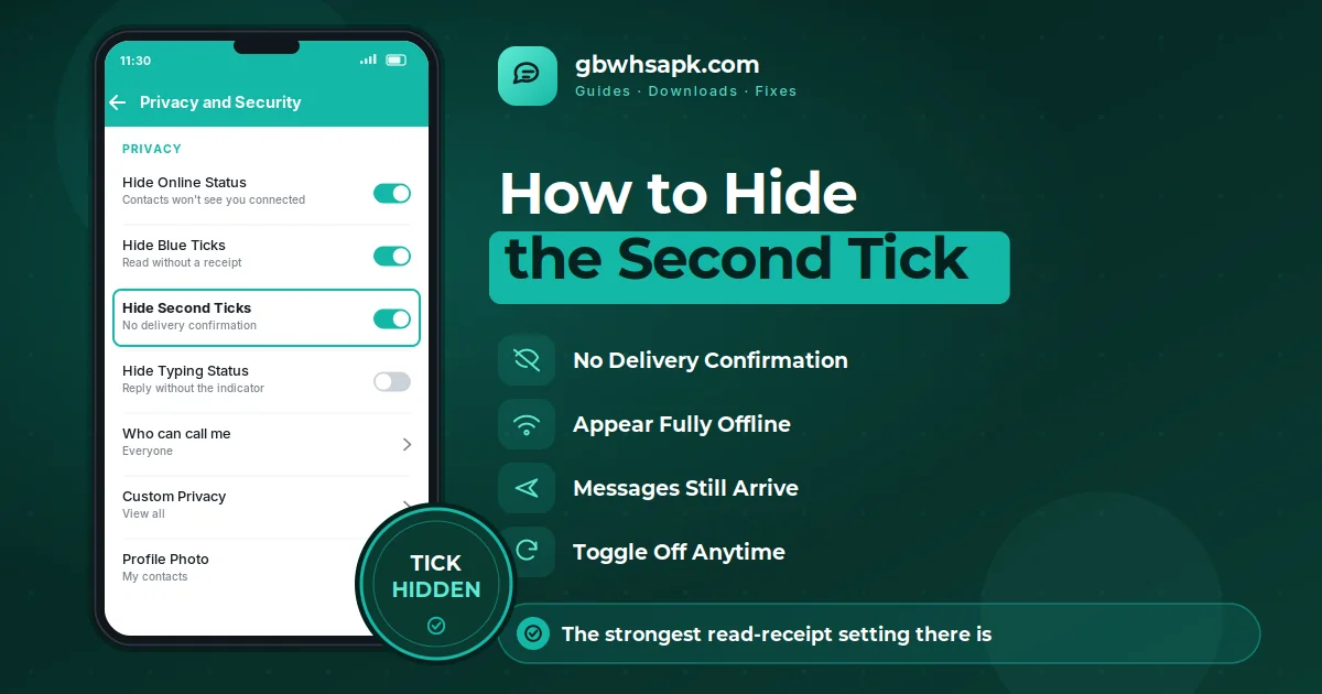 Como ocultar Second Tick in GB WhatsApp supporting visual