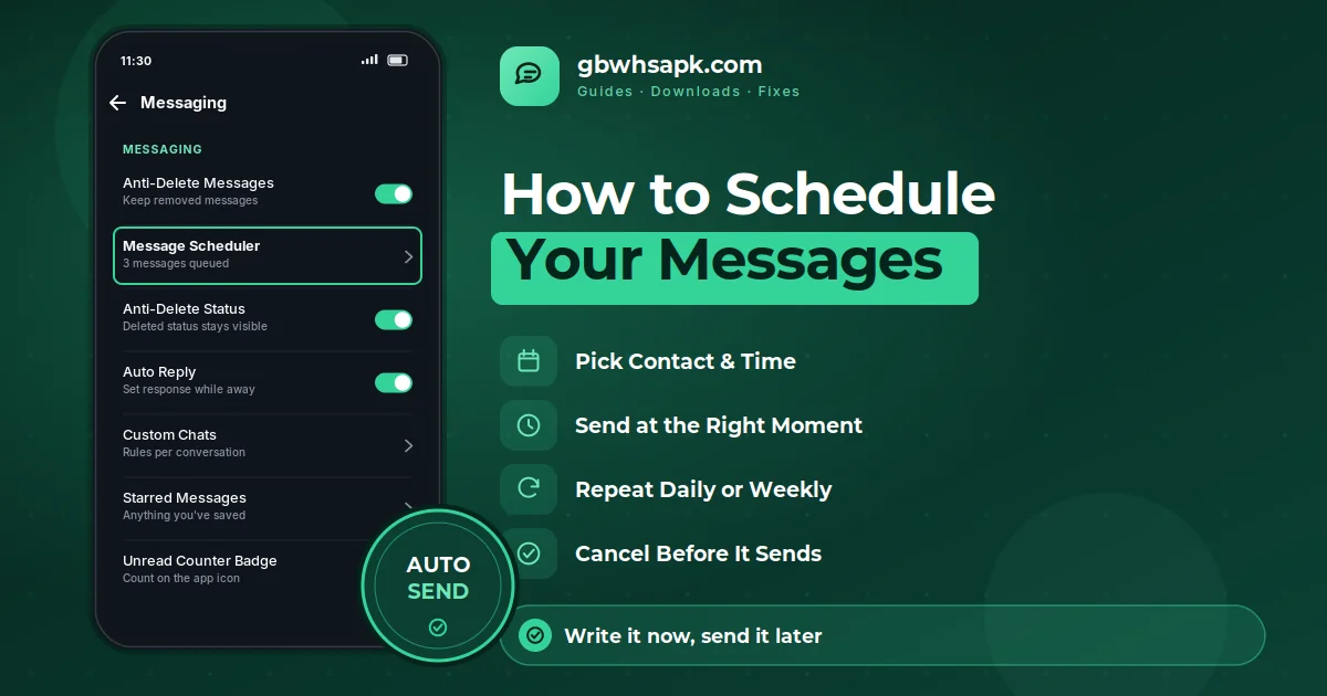 Como agendar Mensagens in GB WhatsApp supporting visual