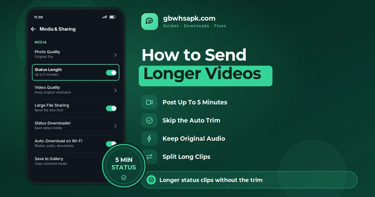 Como enviar Longer Videos in GB WhatsApp supporting visual